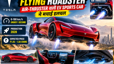 Tesla Flying Roadster electric sports car with air thrusters